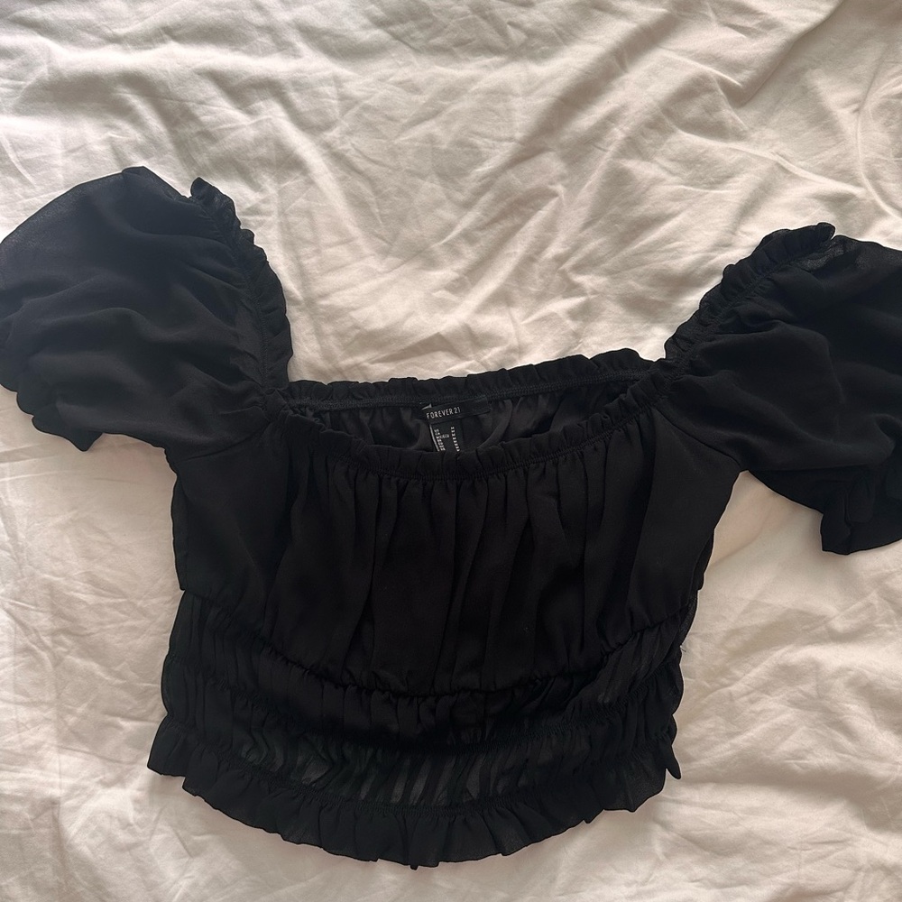 Forever 21 chiffon peasant crop top